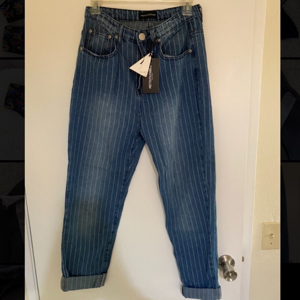 Stripe mom jeans